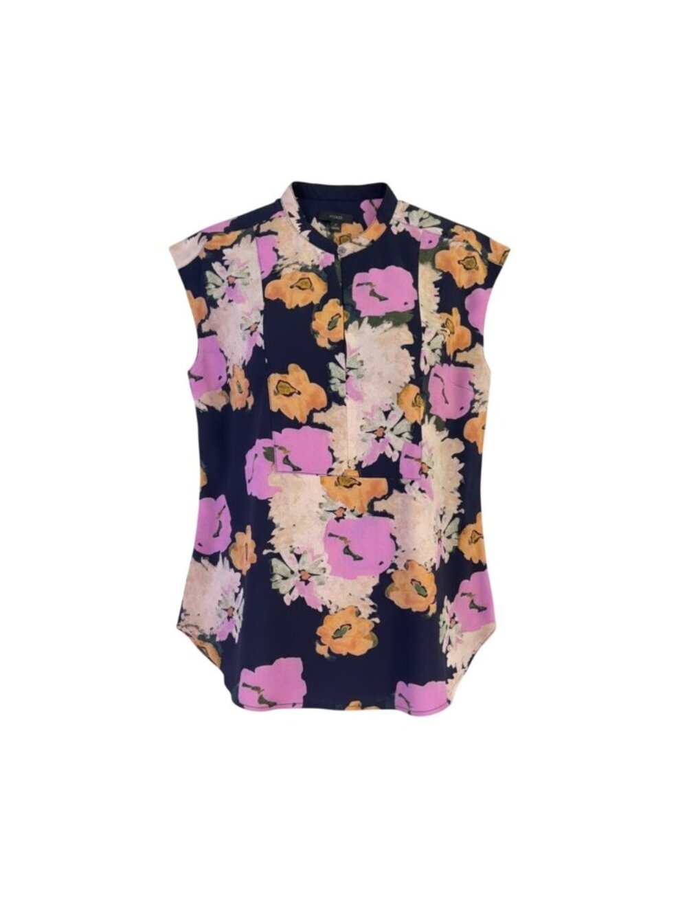 J.Crew Womens Multicolor Floral Print Sleeveless Button-Front Blouse Size S